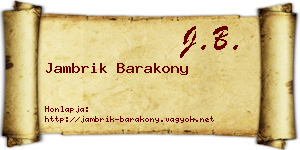 Jambrik Barakony névjegykártya