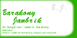 barakony jambrik business card